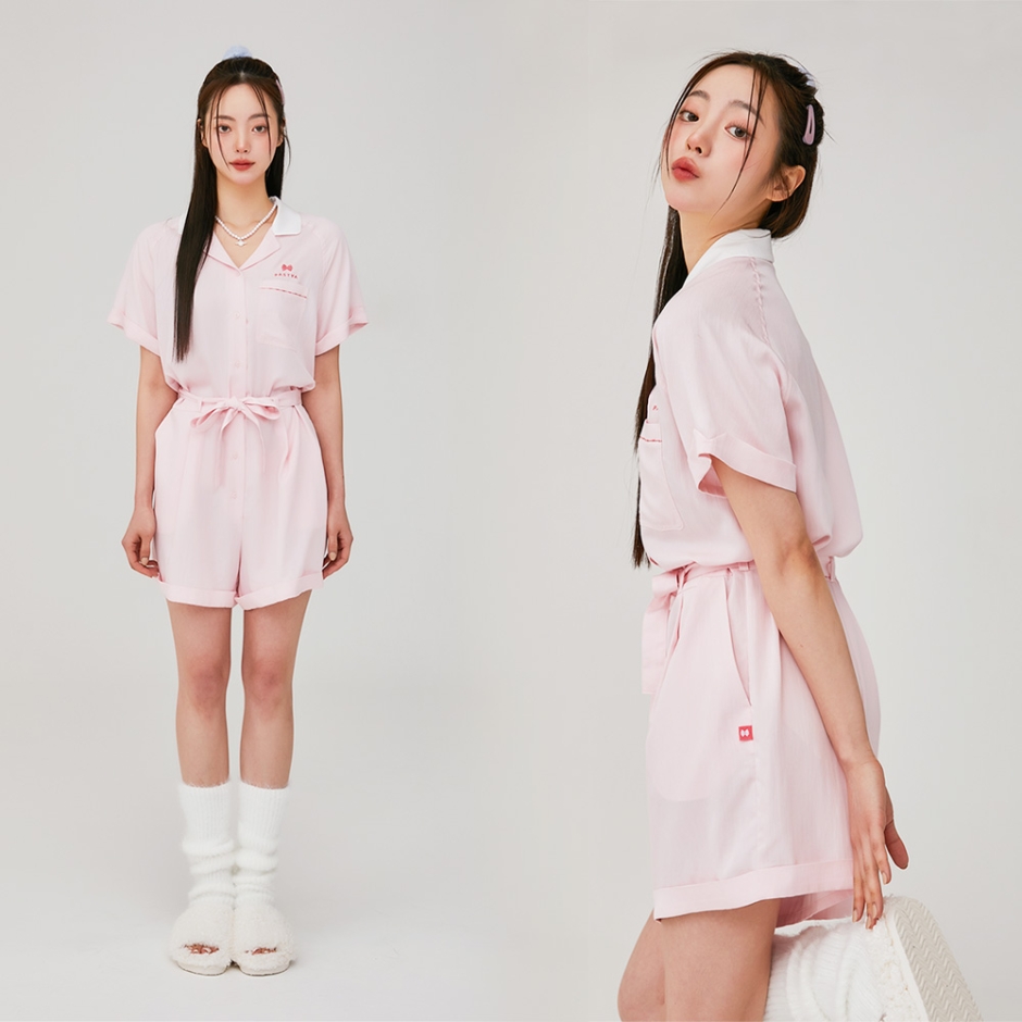 파스티야 로우컷 데일리 홈웨어 점프수트(라이트핑크)