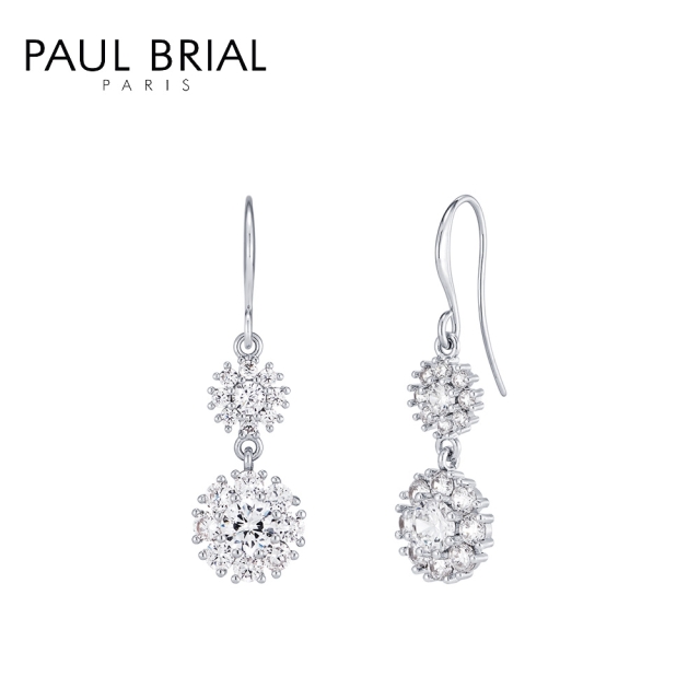 [PAUL BRIAL] 폴브리알 주얼리 BRASS 크리스탈 더블 귀걸이 PPBE0057