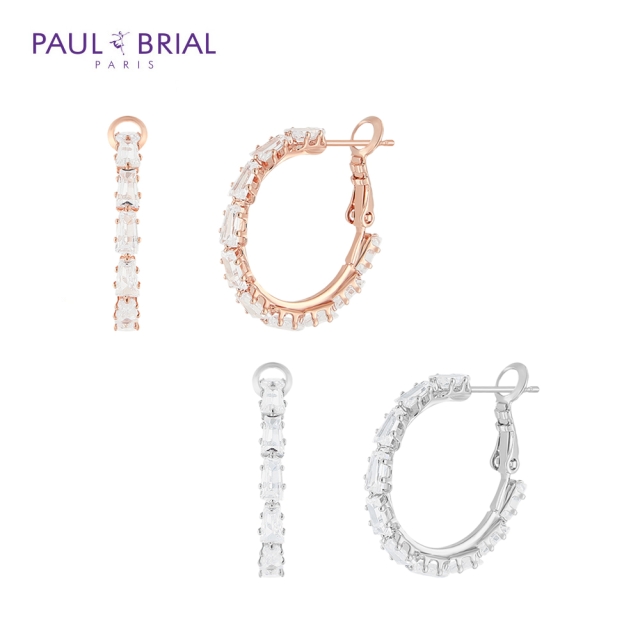 [PAUL BRIAL] 폴브리알 주얼리 BRASS 바게트 후프링 귀걸이  PKBE0134