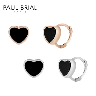 [PAUL BRIAL] 폴브리알 주얼리 BRASS 미니 블랙 하트 원터치 귀걸이 PYBE0236