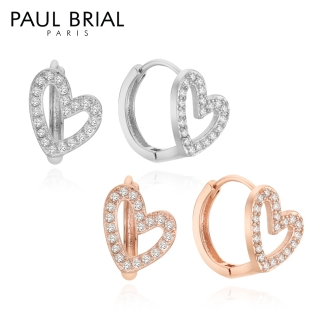 [PAUL BRIAL] 폴브리알 큐빅 하트 원터치 귀걸이_PYBE0296