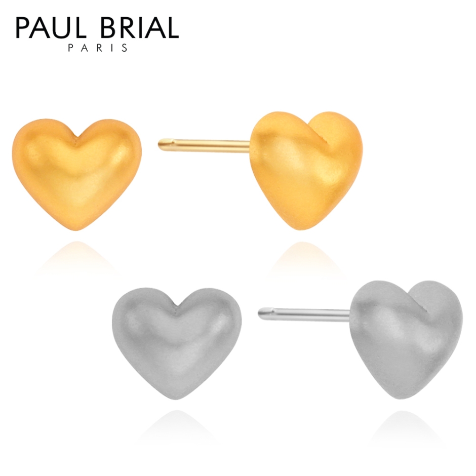 [PAUL BRIAL] 폴브리알 무광 볼륨 하트 귀걸이_PUBE0307