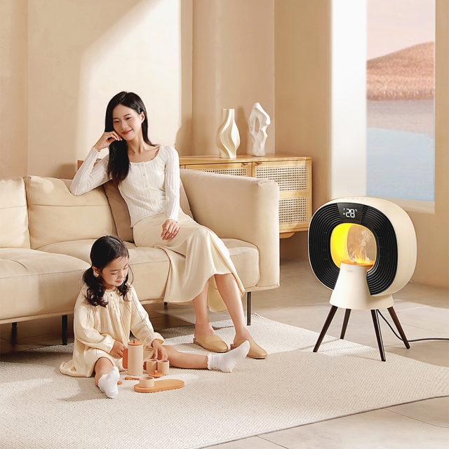 가습온풍기 새턴 가정용 듀얼 PTC 불멍가습기 전기 온풍기