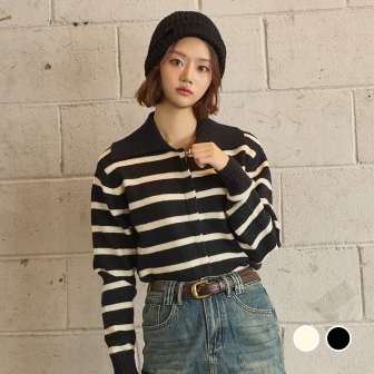 [솔로엘] 겨울 히든 스트라이프 집업