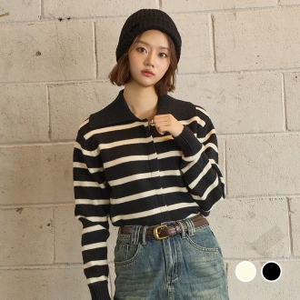 [솔로엘] 겨울 히든 스트라이프 집업