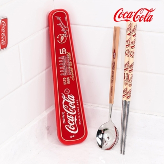 코카콜라 정품 옥타 수저슬림 스푼+젓가락+케이스 세트