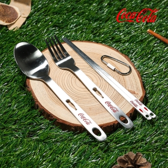 코카콜라 정품 올스텐펀치 스푼 포크 젓가락 카라비너 세트