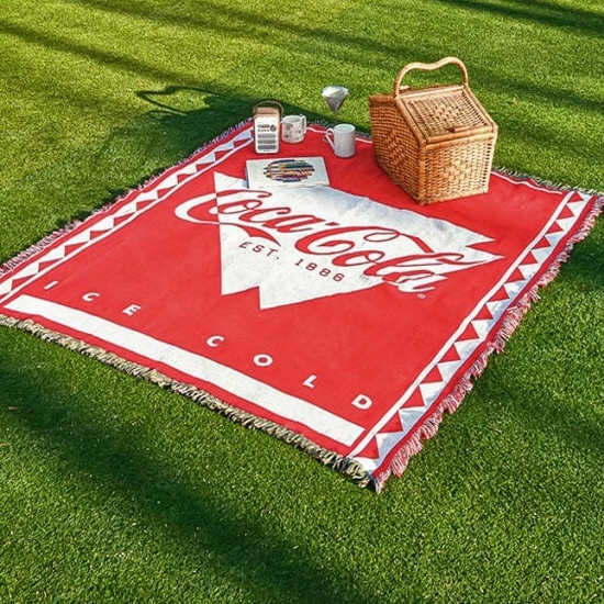 코카콜라 정품 시그니처 대형 태슬 블랭킷