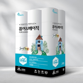 [굿매너] 100% 천연펄프 도톰한 3겹  비데겸용 퓨어앤베이직 20m x 30롤