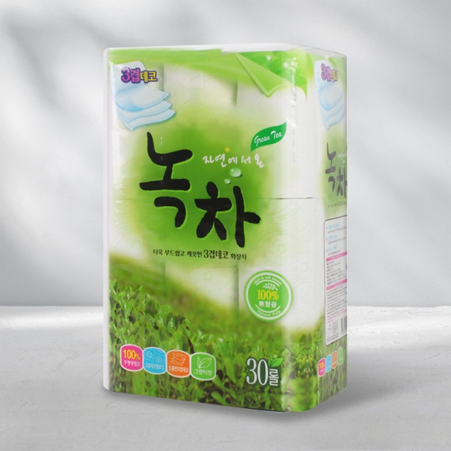 100% 천연펄프 3겹 싱그러운 자연에서 온 녹차 25m x 30롤