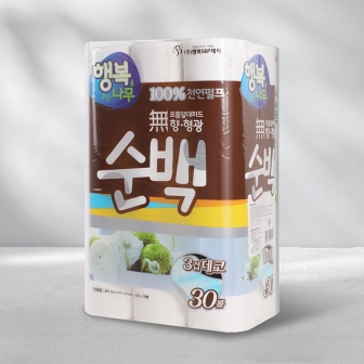 [행복을주는나무] 100% 천연펄프 3겹 순백 30m x 30롤