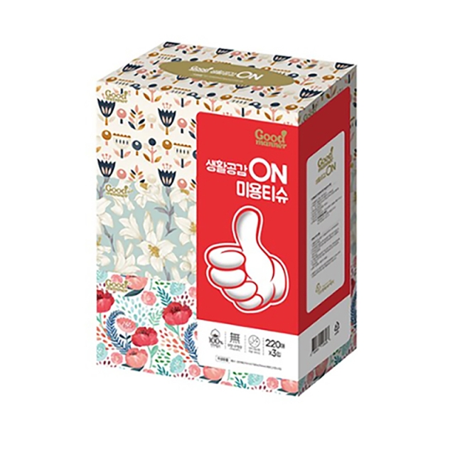 [굿매너] 생활공감ON 미용티슈 200매 x 3번들