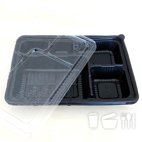 일회용돈가스용기 EH-5칸, 200세트 몸통,뚜껑 JS돈까스용기