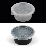 소스용기 PP 90파이 소 반투명 블랙흑색(M-90A) 1000세트 버디팩 전자랜지사용