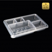 5칸돈가스 300세트 용기(투명)뚜껑(고투명) PP고강도 버디팩 M-2129-5A, 바베큐용기