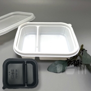 사각반찬용기 2칸(12144-2A) 흰색,검정 600세트 일회용찬용기