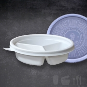 TY 원형반찬 죽용기 3칸(백색)600개세트 125파이 일회용찬용기