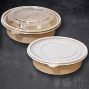 일회용원형용기 TY 170파이 소(베이지) 300개세트 650ml 중화, 반찬 면용기 뚜껑선택