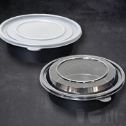 일회용원형용기 170파이 소(검정) 300개세트 650ml 중화, 반찬 면용기(TY) 뚜껑선택