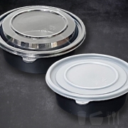 일회용원형용기 170파이 중(검정) 300개세트 800ml 중화, 반찬 면용기(TY) 뚜껑선택