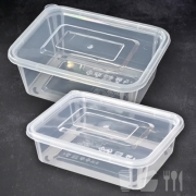 TY 사출 사각밀폐용기 0.3L(300ml), 0.5L(500ml) 각 800개세트 튼튼한 투명 다회용 반찬, 죽, 공기밥