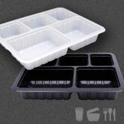 실링용기 TY 70호5칸 화이트 블랙 600개 깨끗 튼튼 일회용포장용기 뚜껑별도