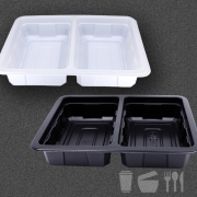 실링용기 TY 70호2칸 화이트 블랙 600개 깨끗 튼튼 일회용포장용기 뚜껑별도