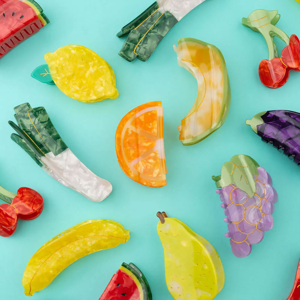 쿠쿠수제뜨 과일 컬렉션 집게 머리핀 집게핀 헤어핀 포도 체리 배