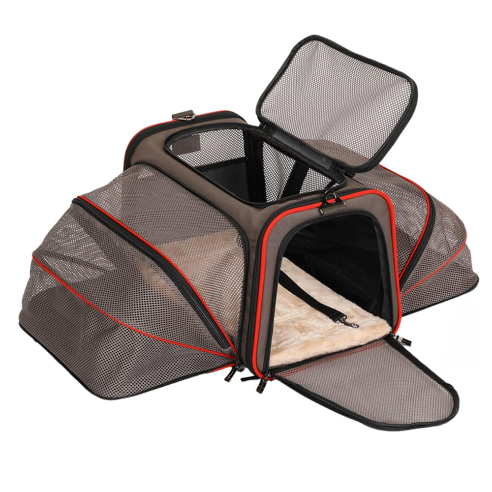 펫츠핏 강아지 기내가방 확장형 양방향 고양이 이동가방 캐리어 Dark Grey L