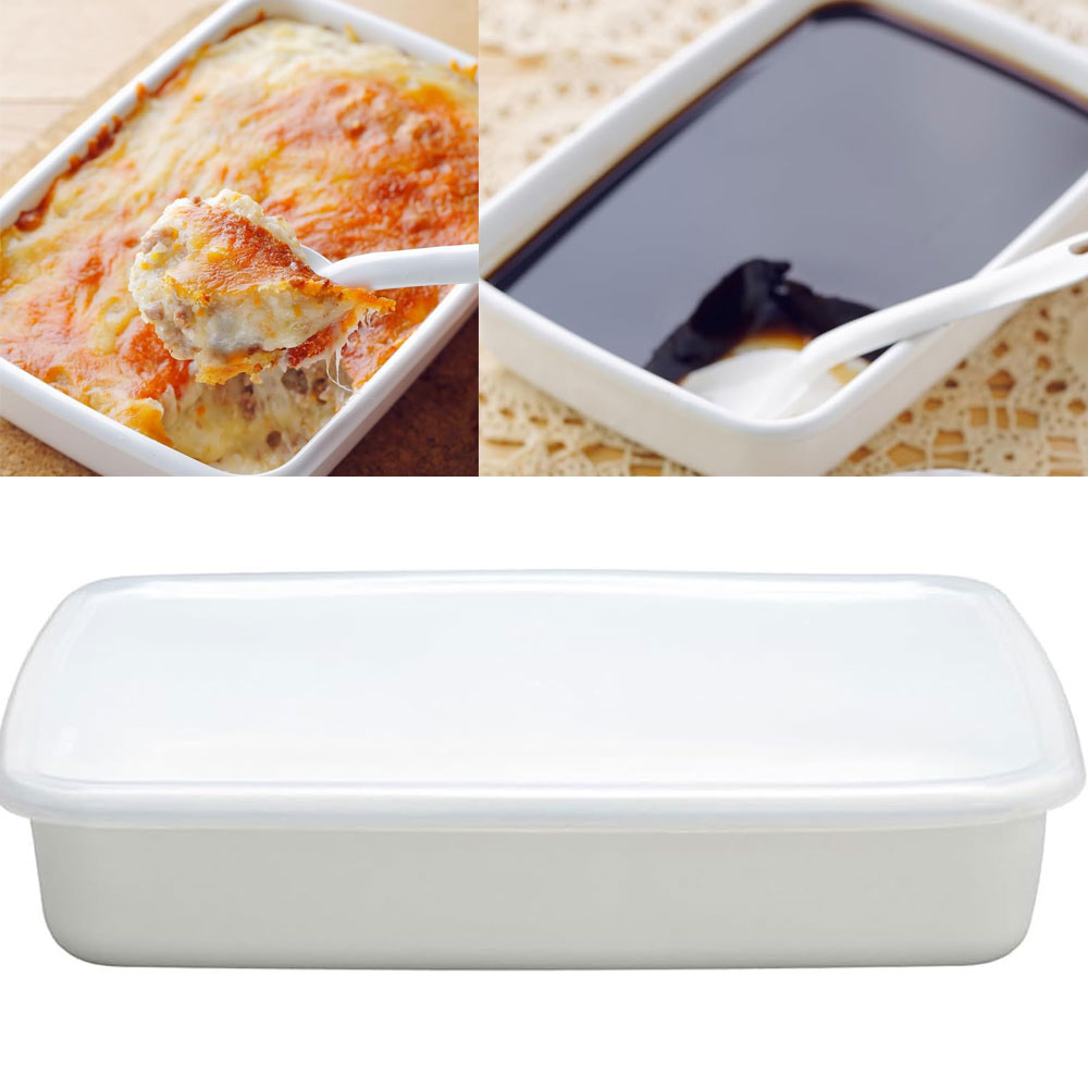 노다호로 법랑 사각 반찬통 WRA 저장용기 법랑통 법랑용기 L