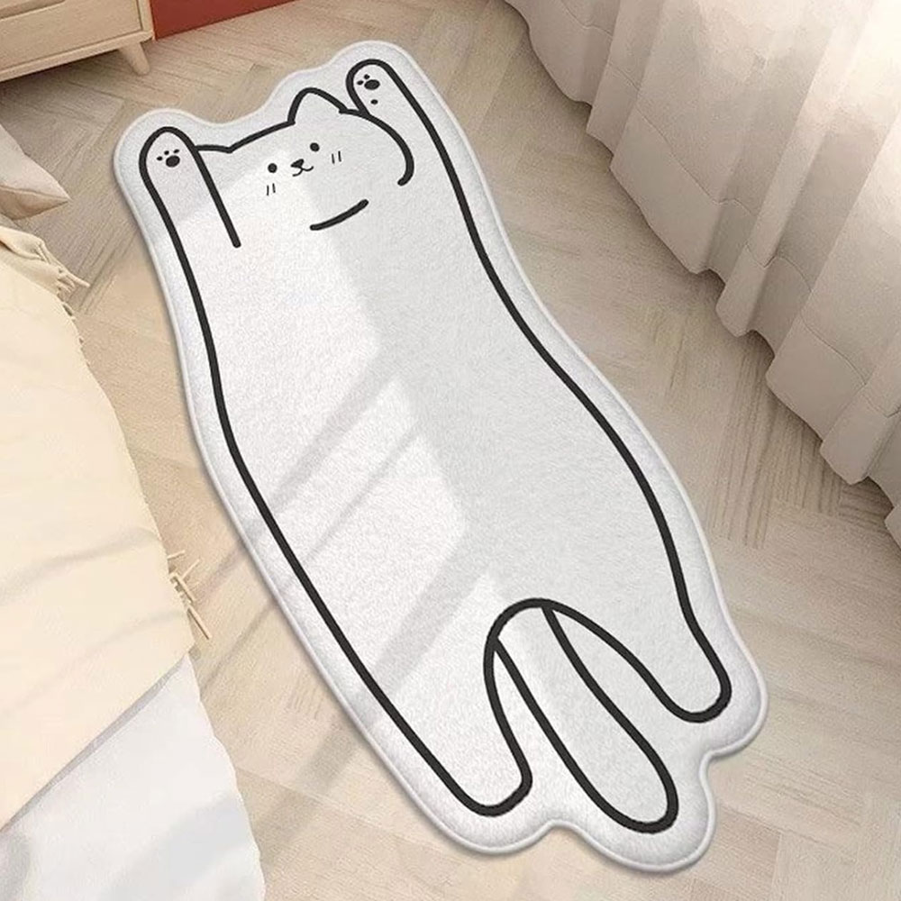 바이탑 만세하는 귀여운 고양이 롱 러그 카페트