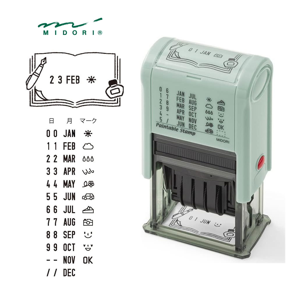 미도리 회전식 스탬프 다이어리 꾸미기용 다꾸스탬프 Stationery