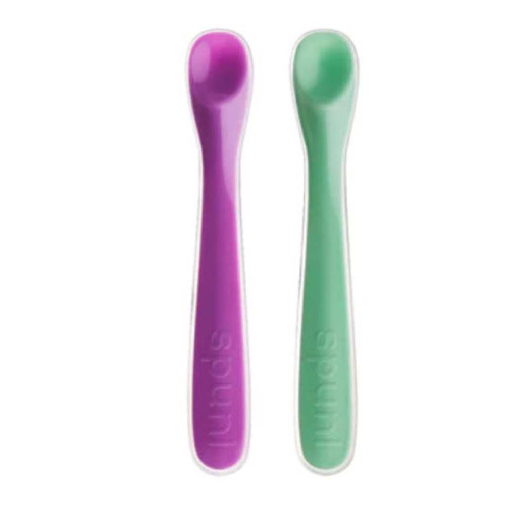 [리퍼-포장훼손] 스푸니 초기 이유식 스푼 2개 세트 래핑스푼 아기스푼 그린&퍼플