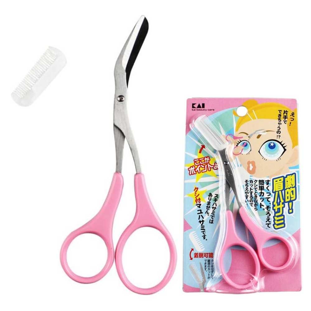 일본 카이 KAI  눈썹 정리 가위 빗달린 숱가위 눈썹빗