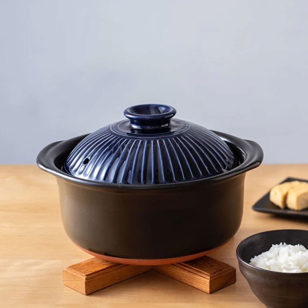 일본 도자기 밥솥 Ginpo 이중뚜껑 솥밥 라이스쿠커 뚝배기 2인용