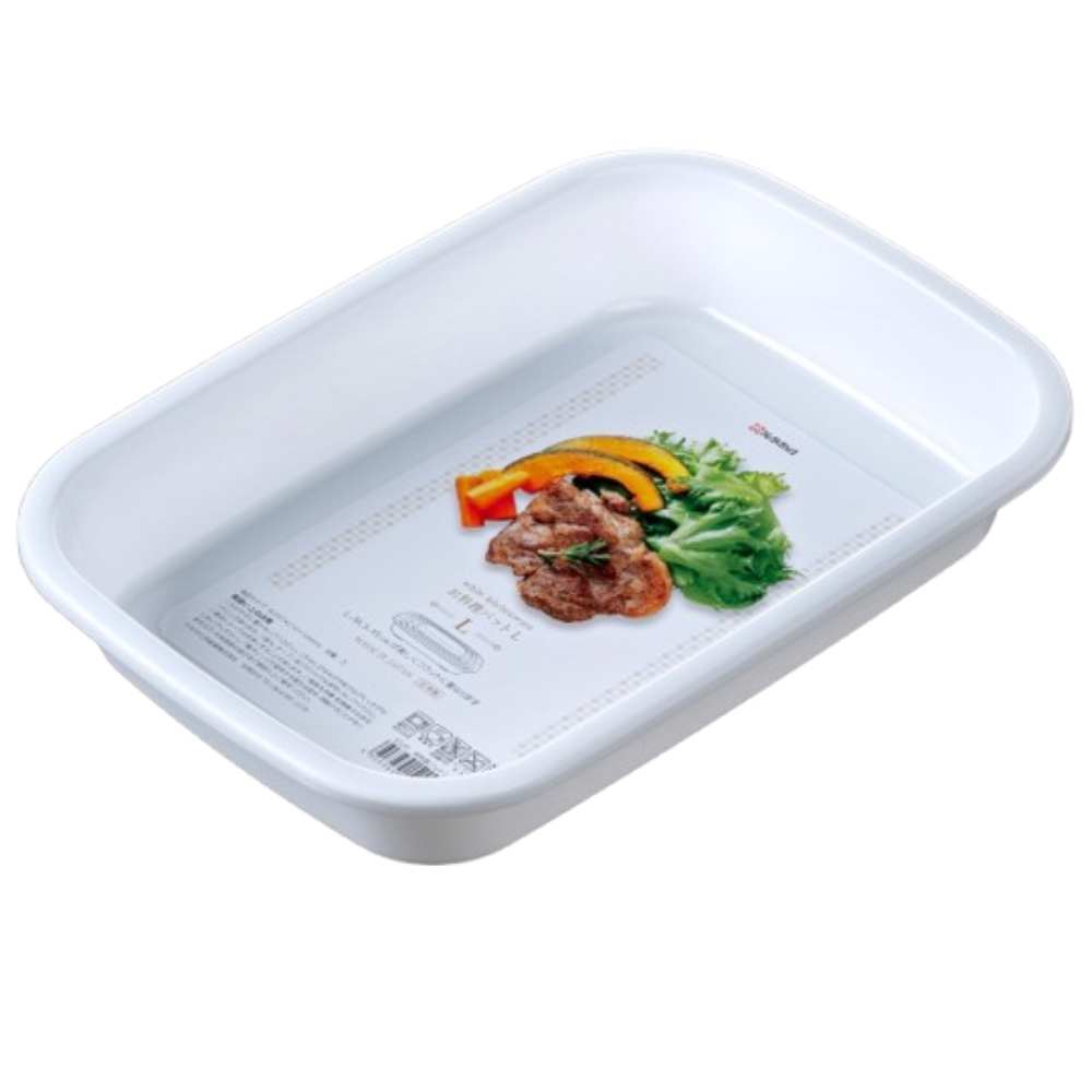 일본 나까야 화이트 푸드 트레이 요리 재료 소분 전자렌지 사각 쟁반 L
