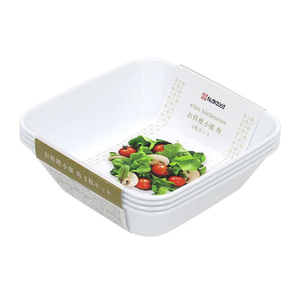 일본 나까야 화이트 푸드 트레이 요리 재료 소분 정사각 접시 4P 세트
