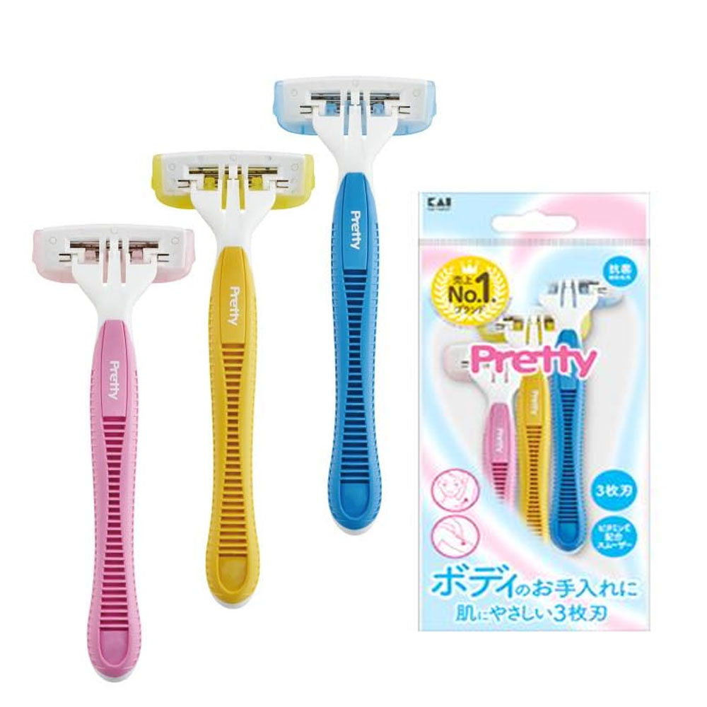 일본 카이 KAI 프리티 3중날 바디면도기 여성용 면도기 3P