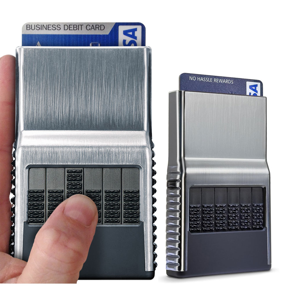 국내배송 ACM 2.0 카드지갑 슬라이드 카드홀더 RFID 지갑 크롬 실버