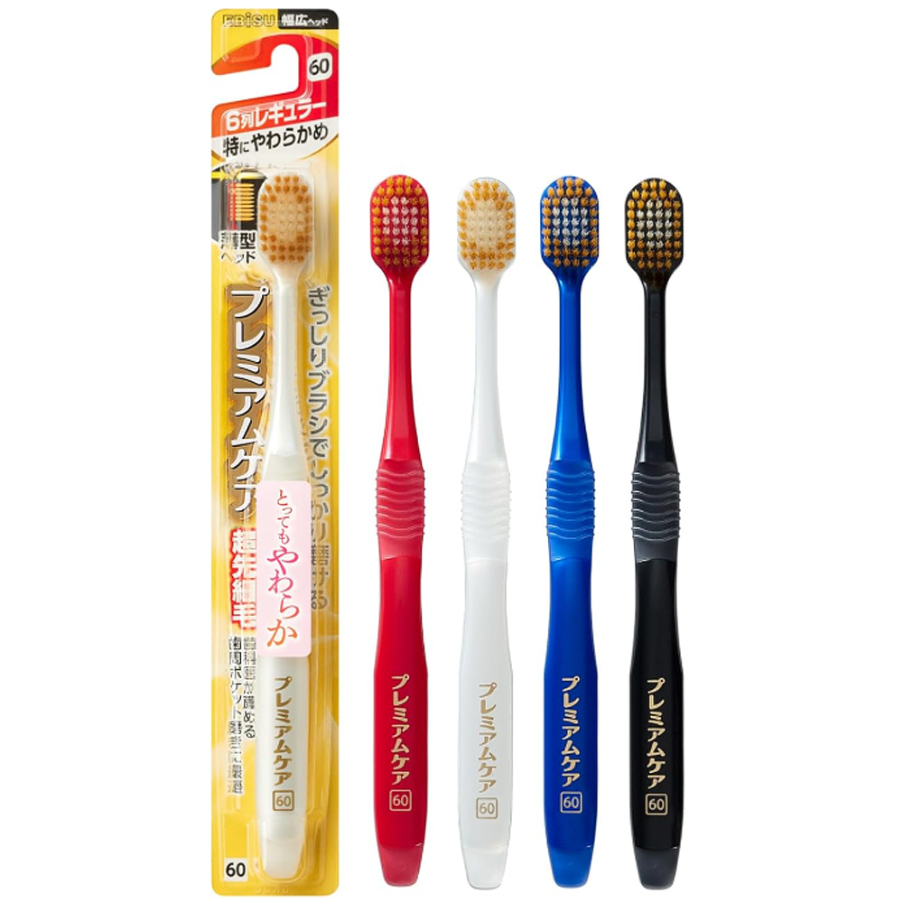 일본 에비스 칫솔 프리미엄케어 60번 6열 광폭칫솔 매우 부드러운모