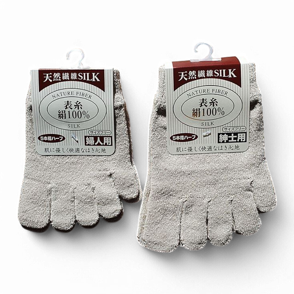 일본 실크 100% 발가락양말 남성용 여성용 반양말