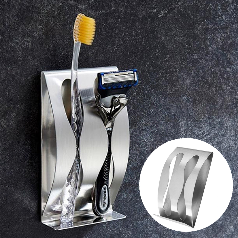 바이탑 칫솔꽂이 무타공 칫솔 걸이 스텐 면도기 거치대