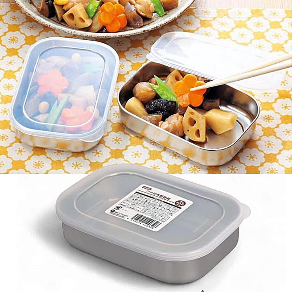 일본 에코금속 직사각 스텐 반찬통 밀폐용기 도시락통 400ml