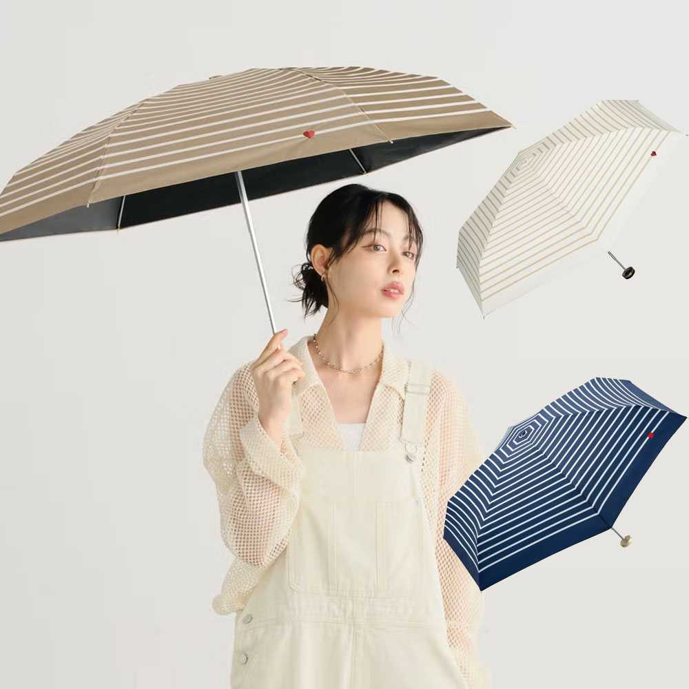 WPC 양산 우양산 자외선 차단 하트 보더 미니 5단 우산