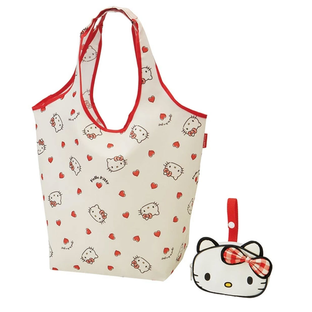 스케이터 헬로키티 쇼핑 접이식 에코백 장바구니 파우치 세트