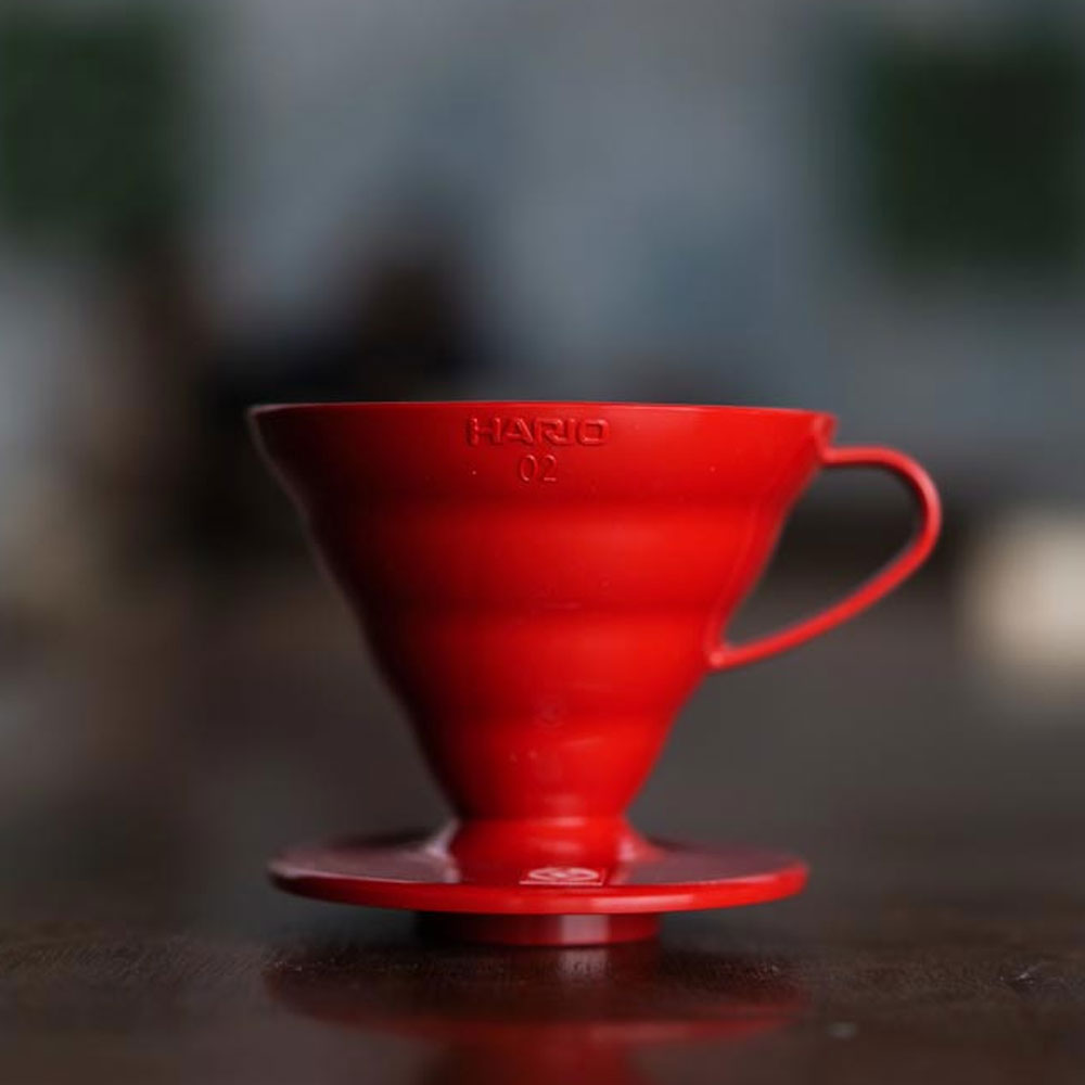 일본 하리오 V60 컬러 플라스틱 핸드드립 커피 레드 드리퍼 3-4인용