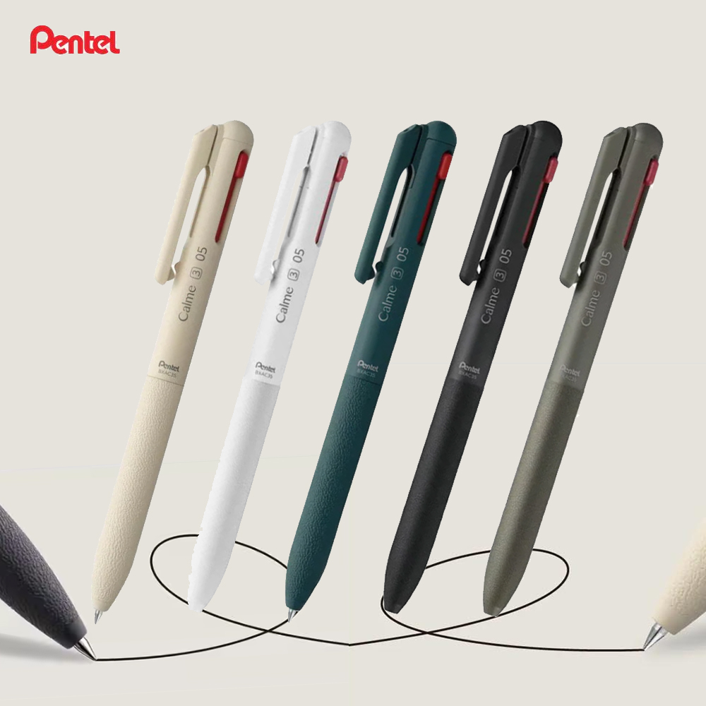일본 펜텔 Calme 카르므 3색 볼펜 0.5 멀티펜 저소음 칼무