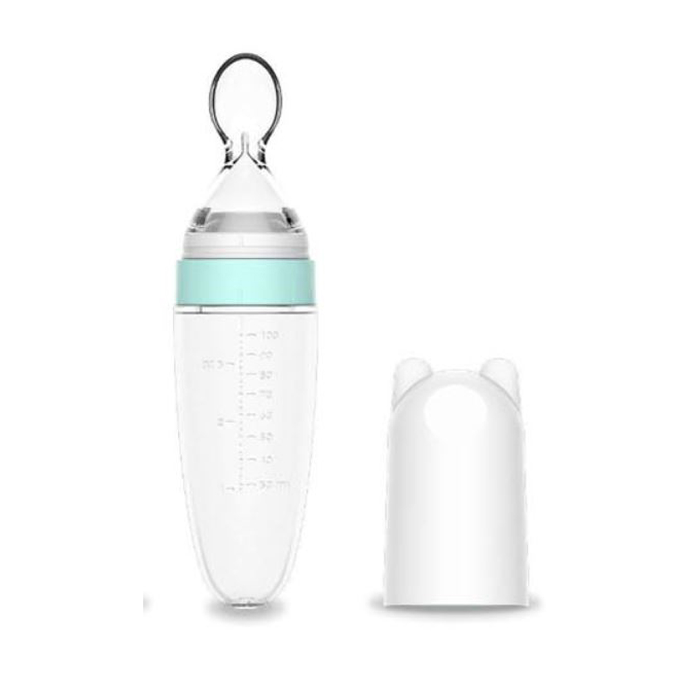 [리퍼-포장훼손] BURABI 브라비 이유식 젖병 실리콘 일체형 스푼 젖병 그린