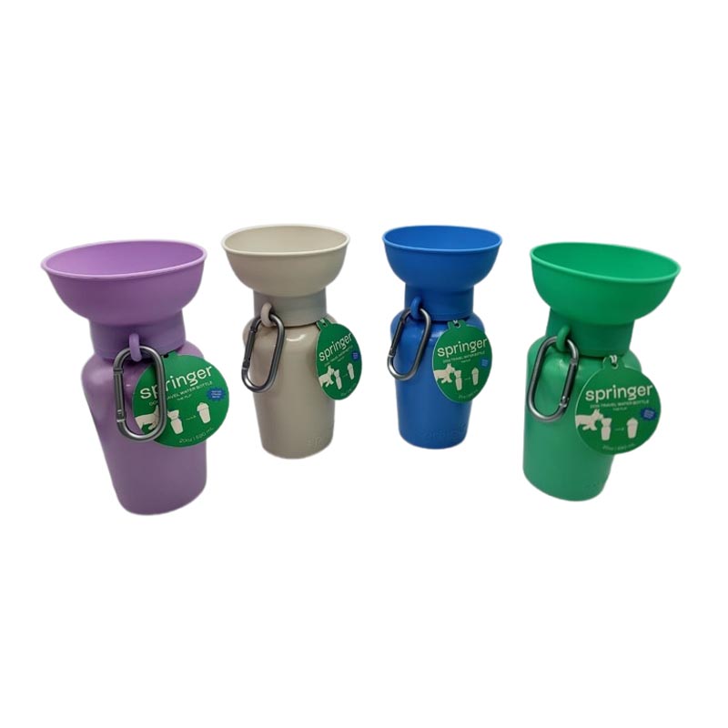 스프링어 플립 강아지 실리콘 휴대용 물병 스프링거 산책물통 590ml