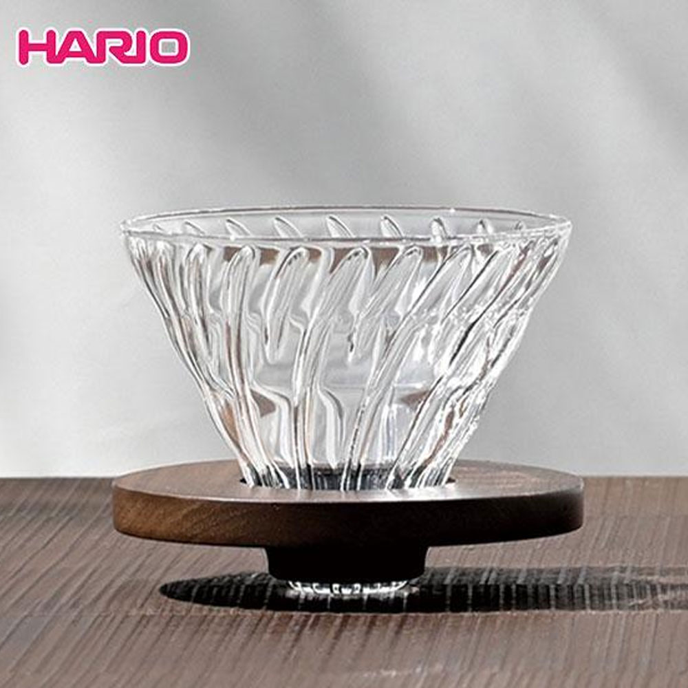 일본 하리오 V60 글라스 유리 드리퍼 올리브우드 3-4인용 VDG-02-OV